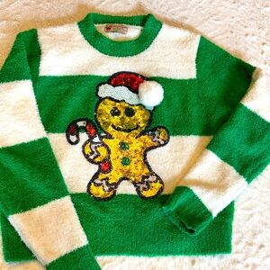 Gingerbread man🎄Holiday Sweater. Juniors Ugly Christmas Sweater.